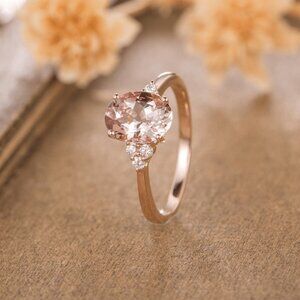 Elegant Pink Cubic Zirconia Engagement Ring - 18K Golden Plated